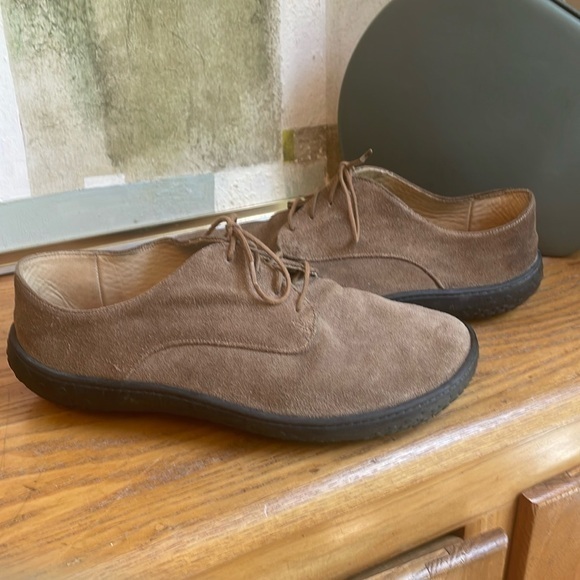 Flexible Footwear Tan Suede, Leather Lined, Barefoot Lace Up Shoes